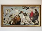 Monumentaal schilderij met vogels 167X95 cm., Antiek en Kunst, Ophalen