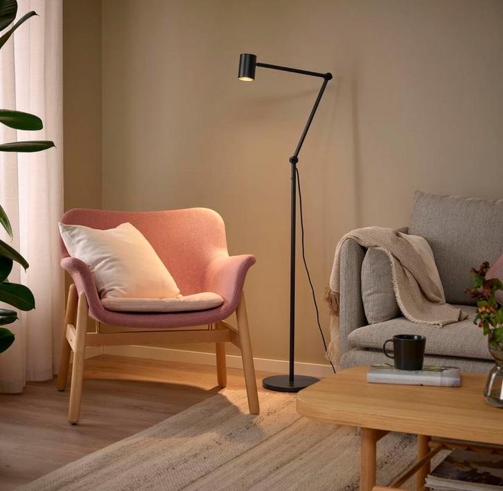 IKEA NYMÅNE vloerlamp / leeslamp - antraciet, Huis en Inrichting, Lampen | Vloerlampen, Zo goed als nieuw, 100 tot 150 cm, Metaal