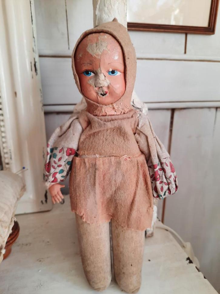 Schattig oud popje., Antiek en Kunst, Curiosa en Brocante, Ophalen of Verzenden