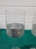 Kandelaars van glas zilver kleurige rand, Ophalen of Verzenden, 'T Olde Gre-j, Info@toldegrej.nl, Endepoelstraat 20f Didam