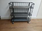 Moderne trolley/kastje - zwart staal & houten planken, Huis en Inrichting, Kasten | Stellingkasten, Ophalen, Zo goed als nieuw