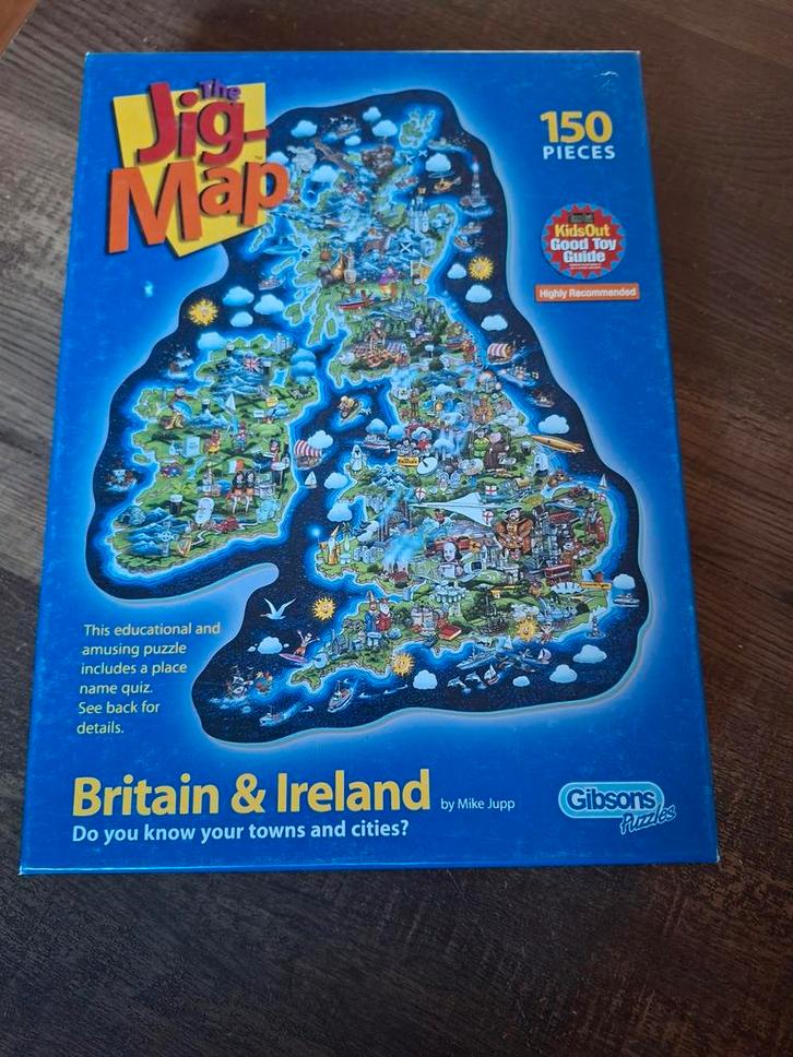 The Jig Map - Groot-Brittannië & Ierland Puzzel 150 stukjes, Hobby en Vrije tijd, Denksport en Puzzels, Zo goed als nieuw, Legpuzzel