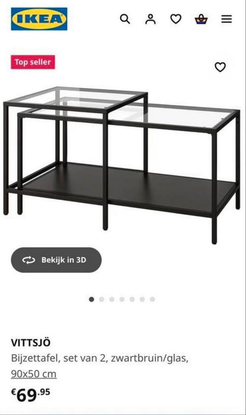 Salontafel ikea vittsjo zwart, Huis en Inrichting, Tafels | Sidetables, Gebruikt, 25 tot 50 cm, Rechthoekig, Ophalen