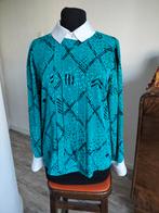 Vintage blouse met witte kraag, Kleding | Dames, Blouses en Tunieken, Maat 38/40 (M), Ophalen of Verzenden, Groen, Onbekend