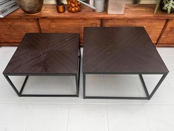 Salontafel set hout met metaal beschikbaar voor biedingen