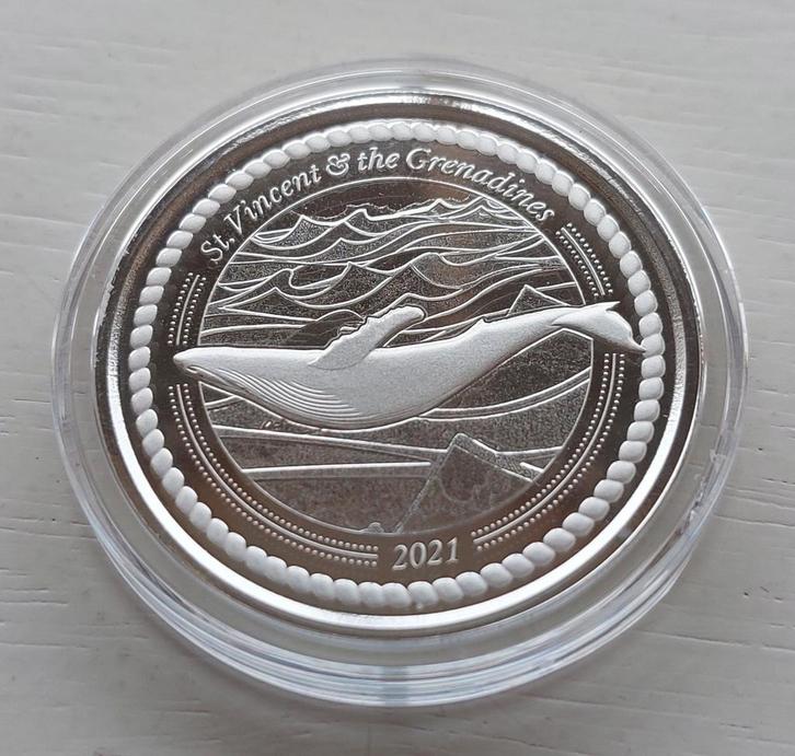 Zilveren 1 oz Humpback Whale 2021., Postzegels en Munten, Munten | Amerika, Losse munt, Noord-Amerika, Zilver, Ophalen of Verzenden