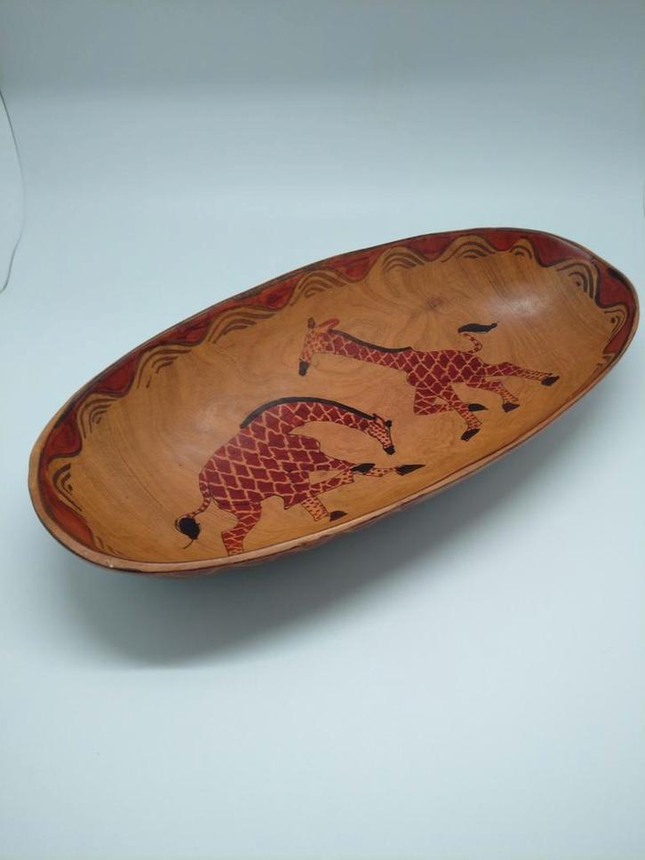 Houten Schaal met Giraffe Motief, Antiek en Kunst, Kunst | Niet-Westerse kunst, Ophalen of Verzenden