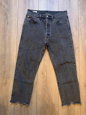 Levi's 501 spijkerbroek jeans 3/4 lengte dk. grijs S/36