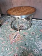 2 teakhouten salontafels, Ophalen, 50 tot 100 cm, Rond, 50 tot 100 cm