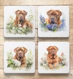 Bordeaux Dog Aquarel onderzetters met houder, Ophalen of Verzenden, Nieuw, Glas of Kopje