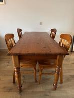 Grenen eettafel + stoelen, Huis en Inrichting, Tafels | Eettafels, Ophalen, Gebruikt, 50 tot 100 cm, 150 tot 200 cm