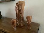 Handgemaakte set van 3 olifanten hout, Ophalen of Verzenden