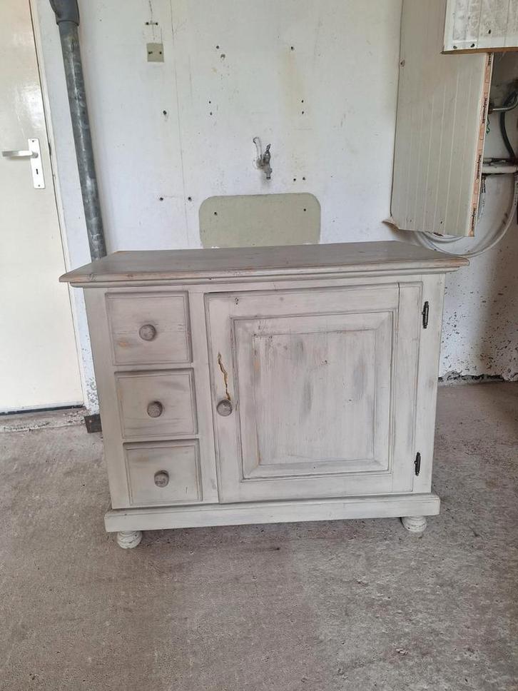 Oud brocante kastje met lades en deur, Huis en Inrichting, Kasten | Dressoirs, Gebruikt, 50 tot 100 cm, 25 tot 50 cm, Met lade(s)