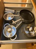 Pannenset en Koekenpan, Huis en Inrichting, Keuken | Potten en Pannen, Ophalen, Gebruikt, Inductieplaat, Pannenset