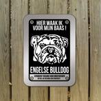waarschuwingsbord Engelse Bulldog mat zwart zilver, Dieren en Toebehoren, Honden-accessoires, Ophalen of Verzenden