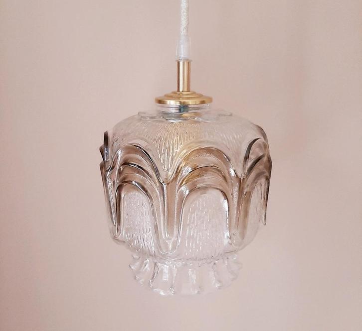 Vintage bubble bol lamp | Jaren 60 amberkleur lamp |, Huis en Inrichting, Lampen | Hanglampen, Minder dan 50 cm, Ophalen of Verzenden