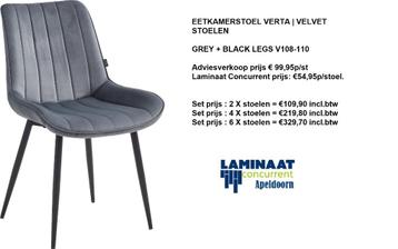 Eetkamer stoel Velvet Grey €54,95 p/stoel  beschikbaar voor biedingen