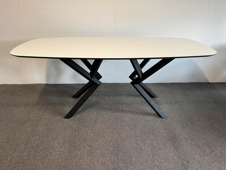Deens ovale eettafel HPL wit 190x90, Huis en Inrichting, Tafels | Eettafels, Zo goed als nieuw, 50 tot 100 cm, 150 tot 200 cm