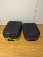 2 Koffers - Gebruikt - Groen & Paars, Sieraden, Tassen en Uiterlijk, Koffers, Ophalen, Overige materialen, Gebruikt, 45 tot 55 cm