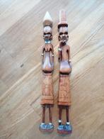 2 houten Afrikaanse beeldjes, Antiek en Kunst, Kunst | Beelden en Houtsnijwerken, Ophalen of Verzenden