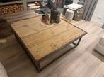 Industriële salontafel met metalen frame, Gebruikt, Vintage industriel, Ophalen of Verzenden, Metaal
