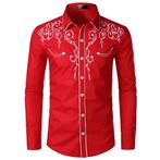 Cowboy overhemd 4 / rood western heren mannen linedance, Kleding | Heren, Overhemden, Verzenden, Nieuw, Rood