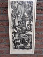 Schilderij PARIJS Montmartre ~ Sign. Marius GIRARD 60x27 cm., Ophalen of Verzenden