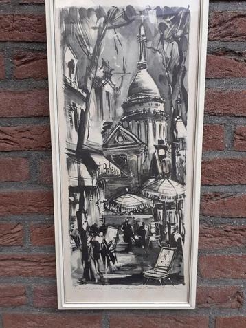 Schilderij PARIJS Montmartre ~ Sign. Marius GIRARD 60x27 cm. beschikbaar voor biedingen