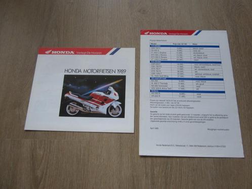 Honda o.a. VFR750R RC30 XRV 650 XR folder 1989 plus prijzen, Motoren, Handleidingen en Instructieboekjes, Honda, Ophalen of Verzenden