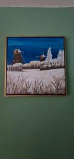 Winterlandschap Olieverf op linnen, Schilderij, Zo goed als nieuw, 50 tot 75 cm, 50 tot 75 cm