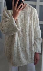 Handgebreide ierse aran patroon trui oversized, Kleding | Dames, Truien en Vesten, Verzenden, Beige, Maat 46/48 (XL) of groter