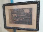 donkere ets fabrieksinterieur, Antiek en Kunst, Kunst | Etsen en Gravures, Ophalen of Verzenden