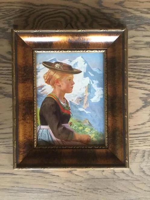 Een mooi schilderijtje van een tiroler meisje, Antiek en Kunst, Kunst | Schilderijen | Klassiek, Ophalen of Verzenden