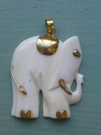Antieke Benen Hanger met Goud op Zilver i.v.v. Olifant, Sieraden, Tassen en Uiterlijk, Antieke sieraden, Verzenden, Zilver, Hanger