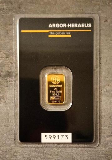 2 Gram Goudbaar Argor-Heraeus - Met certificaat in Blister. beschikbaar voor biedingen