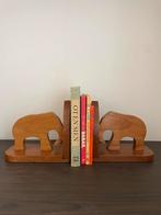 Twee houten vintage olifanten boekenstandaards, Ophalen of Verzenden, Zo goed als nieuw