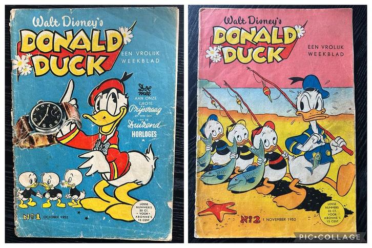 Eerste Donald Duck nummers 1 & 2 1952 compleet origineel, Boeken, Strips | Comics, Gelezen, Meerdere comics, Europa, Ophalen of Verzenden