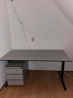 Degelijk en ruim kantoorbureau met diep ladeblok 160x80cm, Huis en Inrichting, Bureaus, Ophalen, In hoogte verstelbaar, Zo goed als nieuw