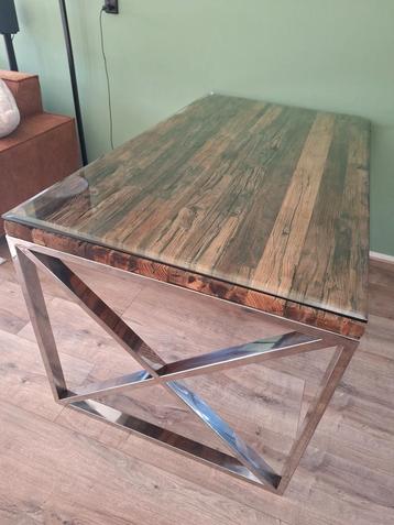 Unieke Eettafel met Railway Hout & Metalen Onderstel 160x90 beschikbaar voor biedingen