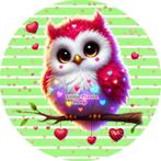 L749 icing frosting uil 20cm eetbare taart plaat print top, Ophalen of Verzenden, Nieuw, Taarten, Versiering
