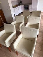 Zes witte leren Avanti eetkamer stoelen, Huis en Inrichting, Stoelen, Ophalen, Gebruikt, Wit, Leer