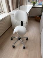 Zadelkruk met rugsteun - Ergonomisch, Ophalen, Wit, Zo goed als nieuw, Bureaukruk