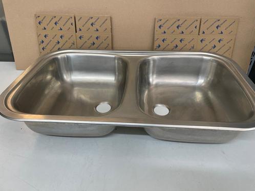 Dubbele Spoelbak RVS Inbouw, Watersport en Boten, Accessoires en Onderhoud, Nieuw, Kombuis en Sanitair, Ophalen