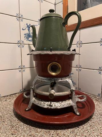 Antiek emaille/gietijzer petroleumstel, Georg Haller beschikbaar voor biedingen