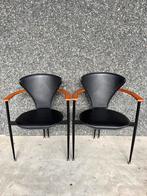 Areben Italy Vintage Design Stoelen, Huis en Inrichting, Stoelen, Ophalen, Twee, Zwart, Leer