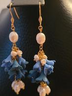 Oorbellen met polymeer klei en zoetwaterparels, Overige materialen, Hangers, Blauw, Nieuw