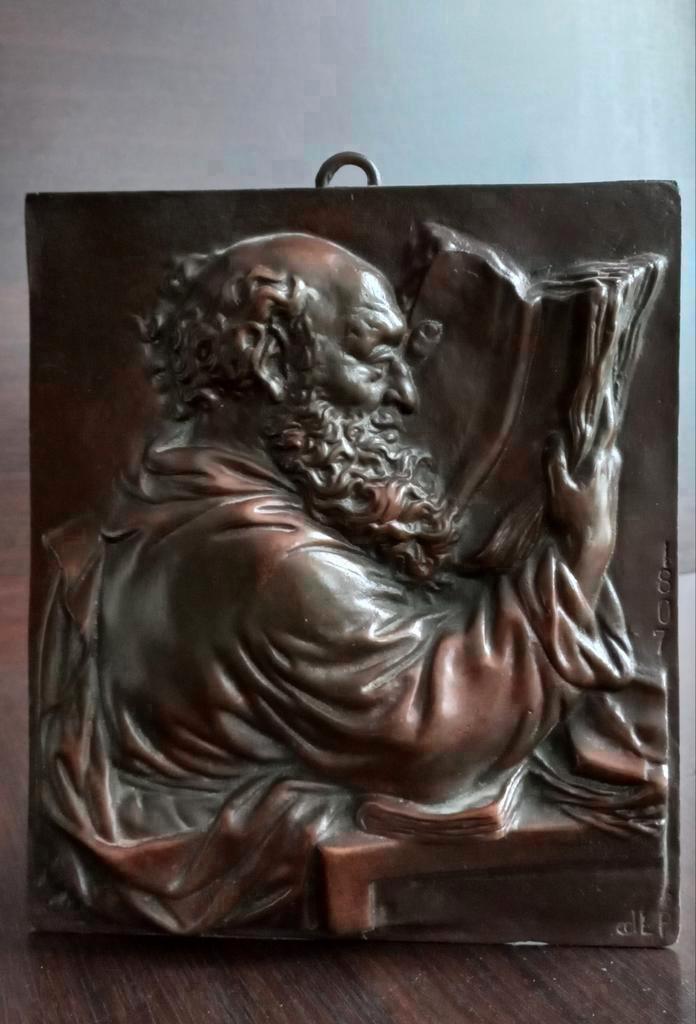 Antiek massief bronzen 19e-eeuwse wandplaquette        Nr. 2, Antiek en Kunst, Antiek | Koper en Brons, Brons, Ophalen of Verzenden