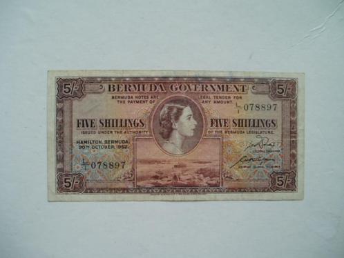 1535. Bermuda, 5 shillings 1952 Queen Elizabeth II., Postzegels en Munten, Bankbiljetten | Amerika, Los biljet, Midden-Amerika