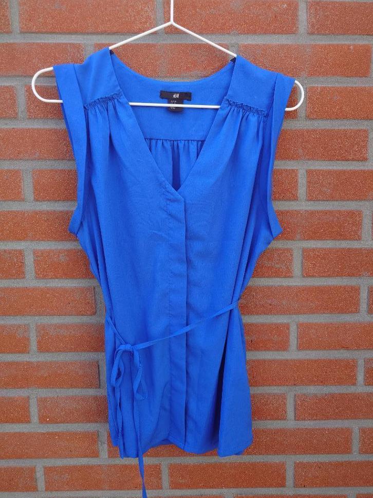 blauwe mouwloze blouse top van H&M maat 34, Kleding | Dames, Tops, Zo goed als nieuw, Maat 34 (XS) of kleiner, Blauw, Zonder mouw