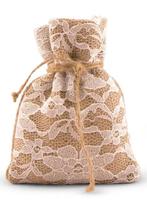 Jute zakjes met kant, 24 stuks, Ophalen of Verzenden, Nieuw, Versiering, Geboorte of Huwelijk